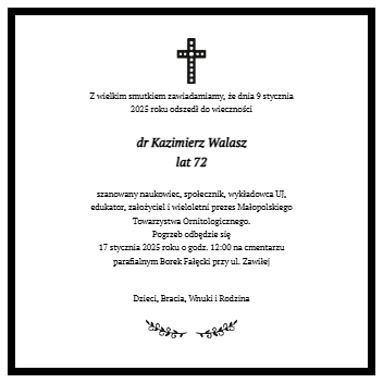 Nekrolog - Kazimierz Walasz