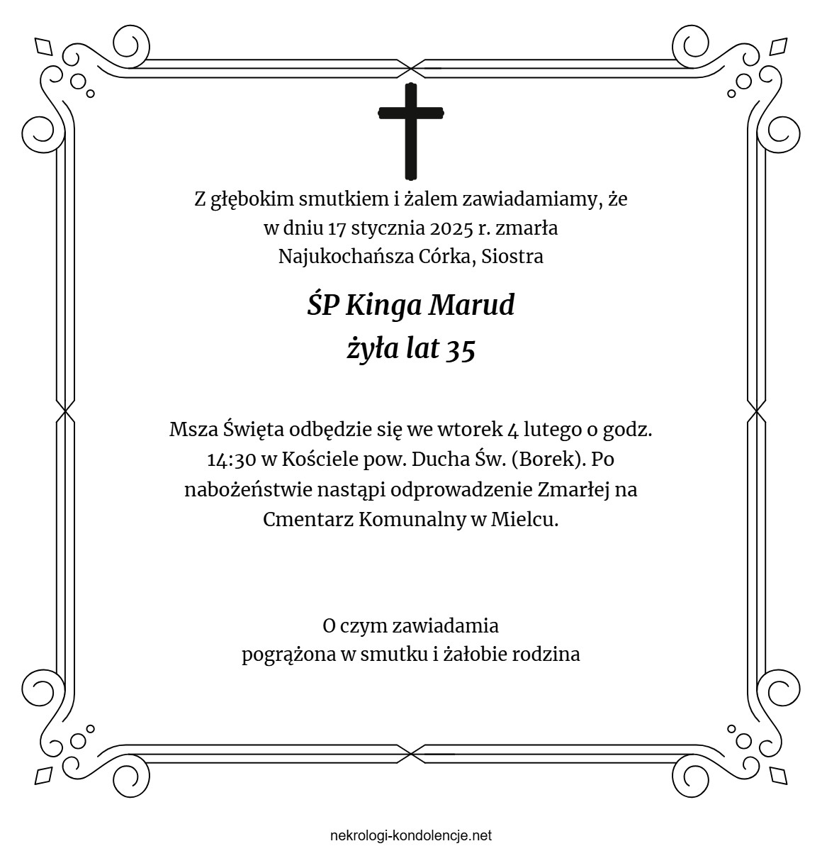 Nekrolog - Kinga Marud Nekrolog - Kinga Marud
