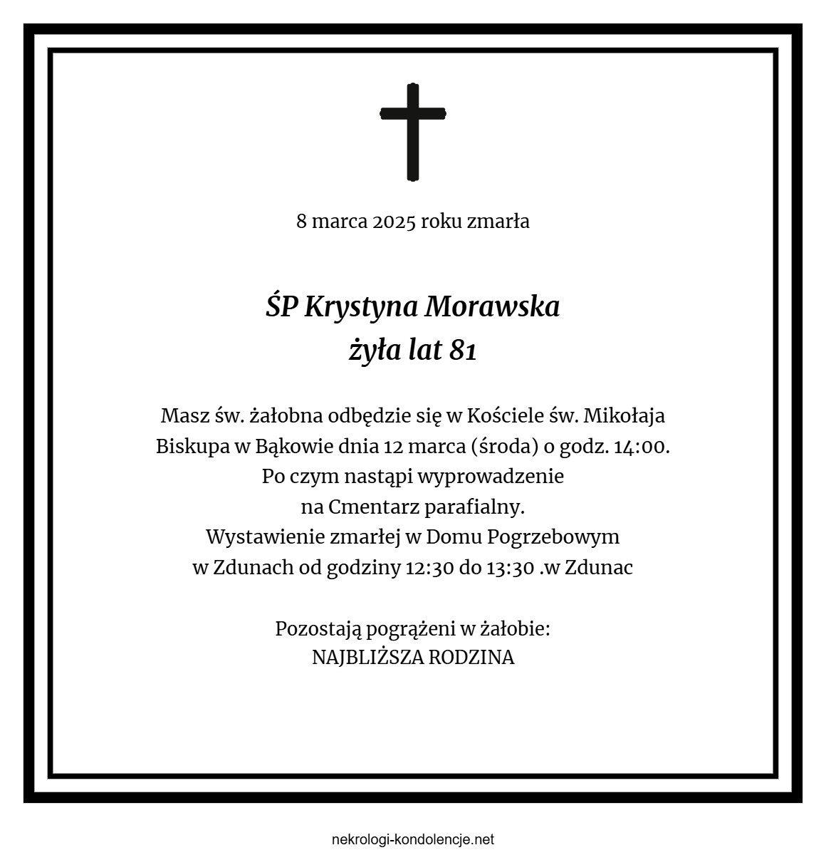 Nekrolog - Krystyna Morawska Nekrolog - Krystyna Morawska
