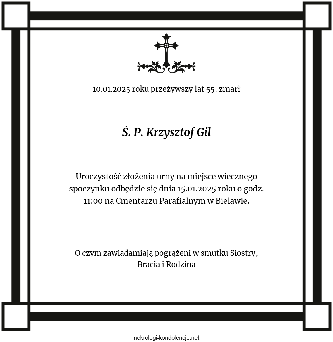 Nekrolog - Krzysztof Gil Nekrolog - Krzysztof Gil