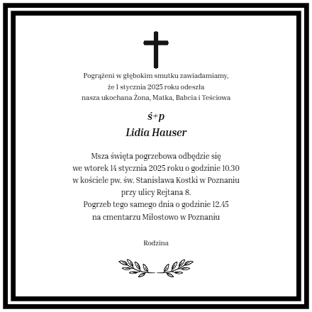 Nekrolog - Lidia Hauser
