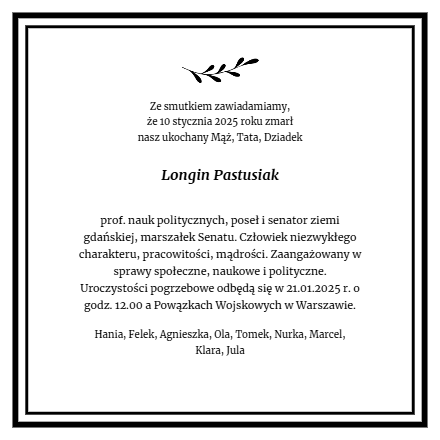 Nekrolog - Longin Pastusiak