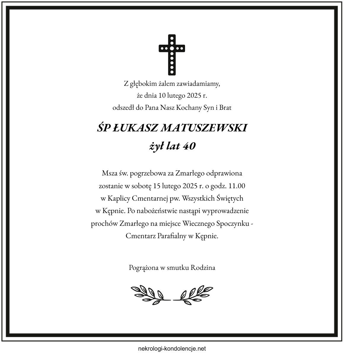 Nekrolog - Łukasz Matuszewski Nekrolog - Łukasz Matuszewski