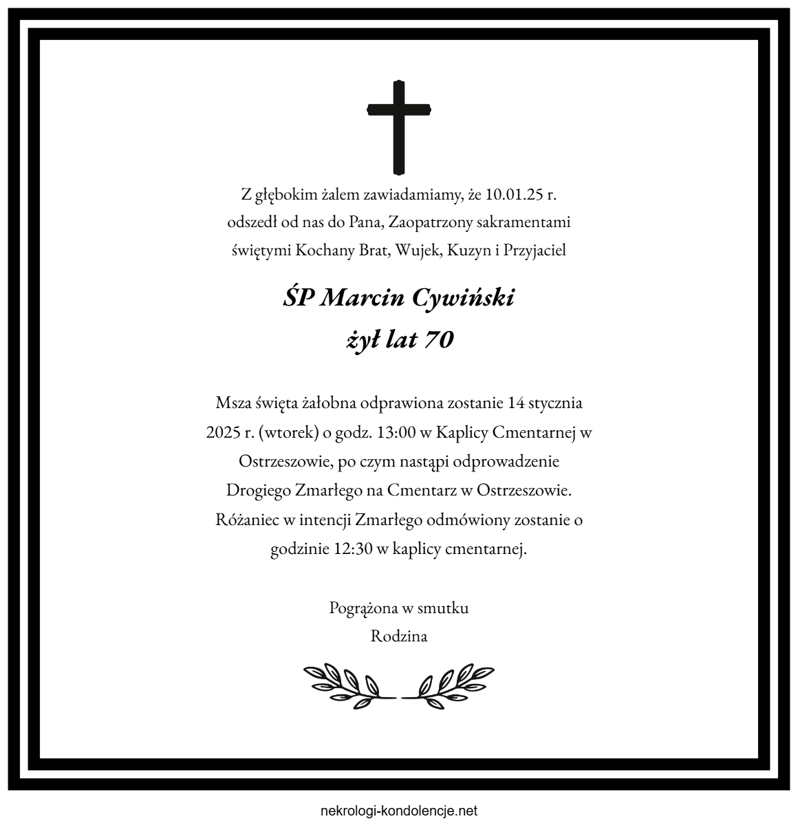 Nekrolog - Marcin Cywiński Nekrolog - Marcin Cywiński