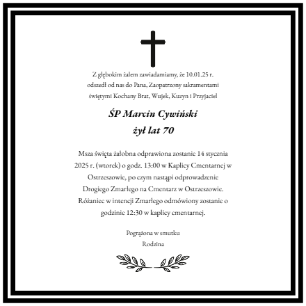 Nekrolog - Marcin Cywiński