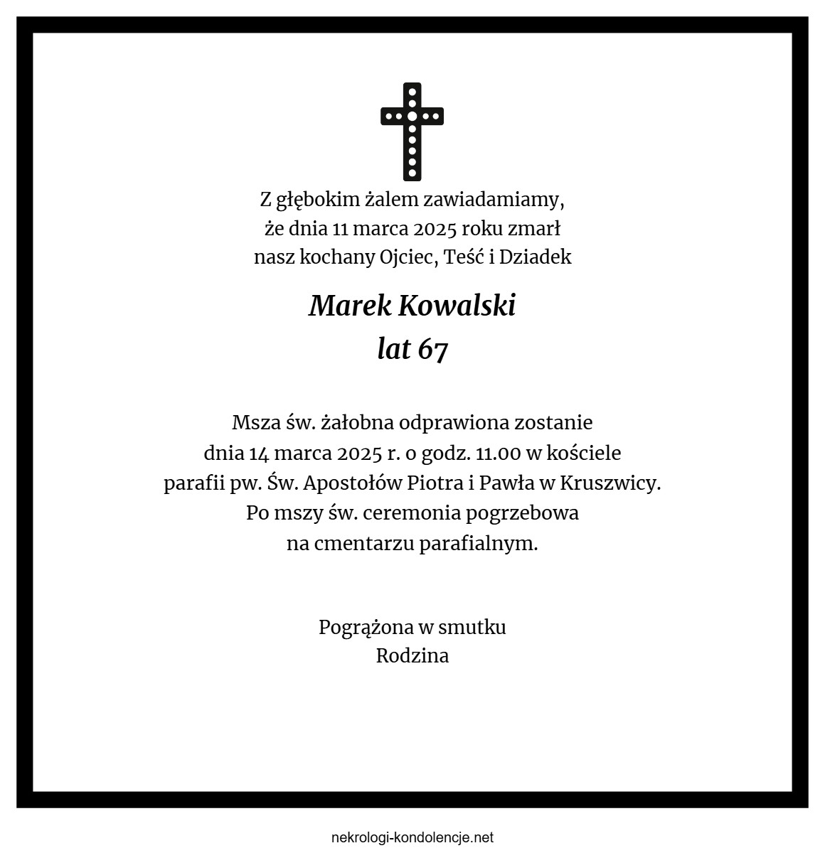 Nekrolog - Marek Kowalski Nekrolog - Marek Kowalski