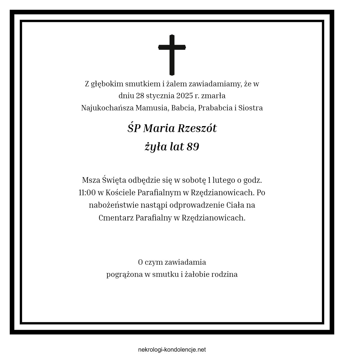 Nekrolog - Maria Rzeszót Nekrolog - Maria Rzeszót
