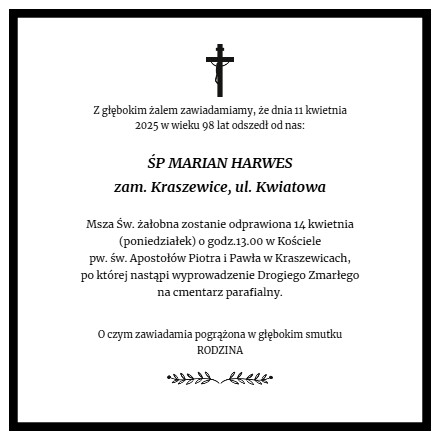 Nekrolog - Marian Harwes