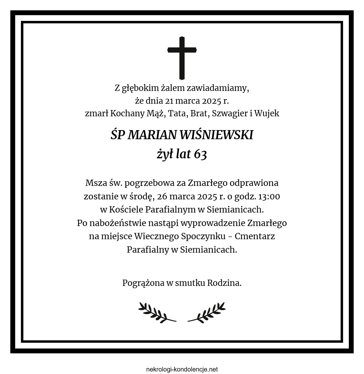 Nekrolog - Marian Wiśniewski Nekrolog - Marian Wiśniewski