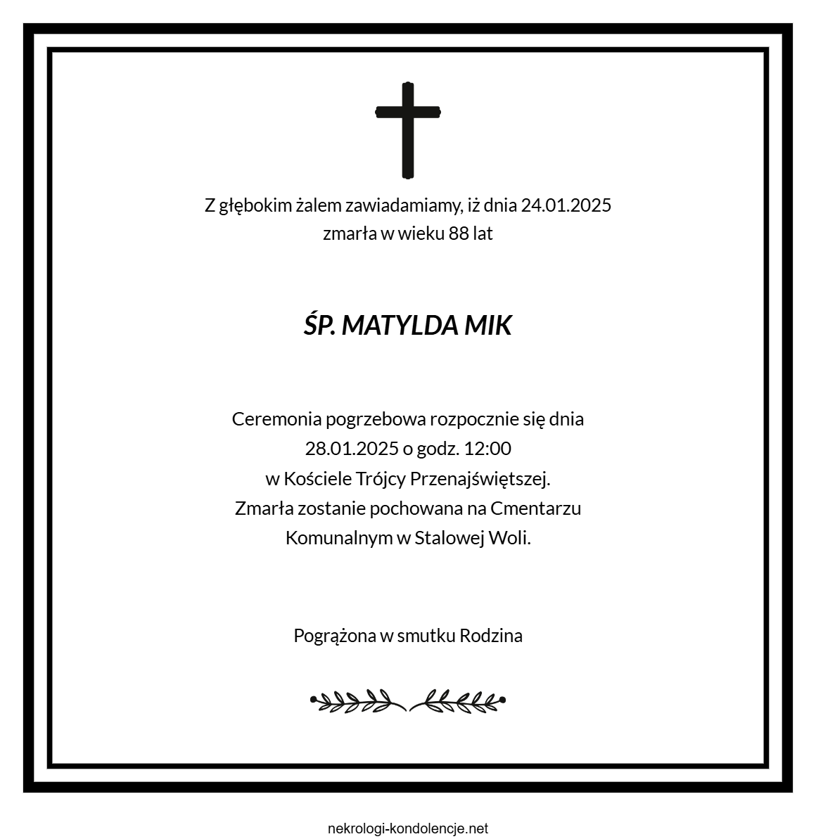 Nekrolog - Matylda Mik Nekrolog - Matylda Mik