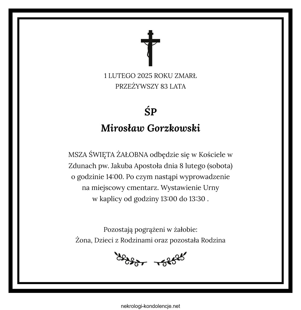 Nekrolog - Mirosław Gorzkowski Nekrolog - Mirosław Gorzkowski