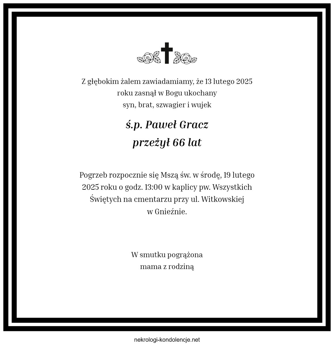 Nekrolog - Rafał Chudziński Nekrolog - Rafał Chudziński