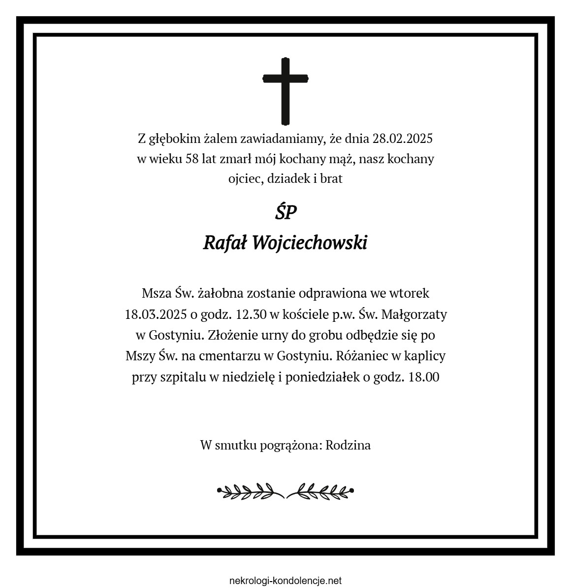 Nekrolog - Rafał Wojciechowski Nekrolog - Rafał Wojciechowski