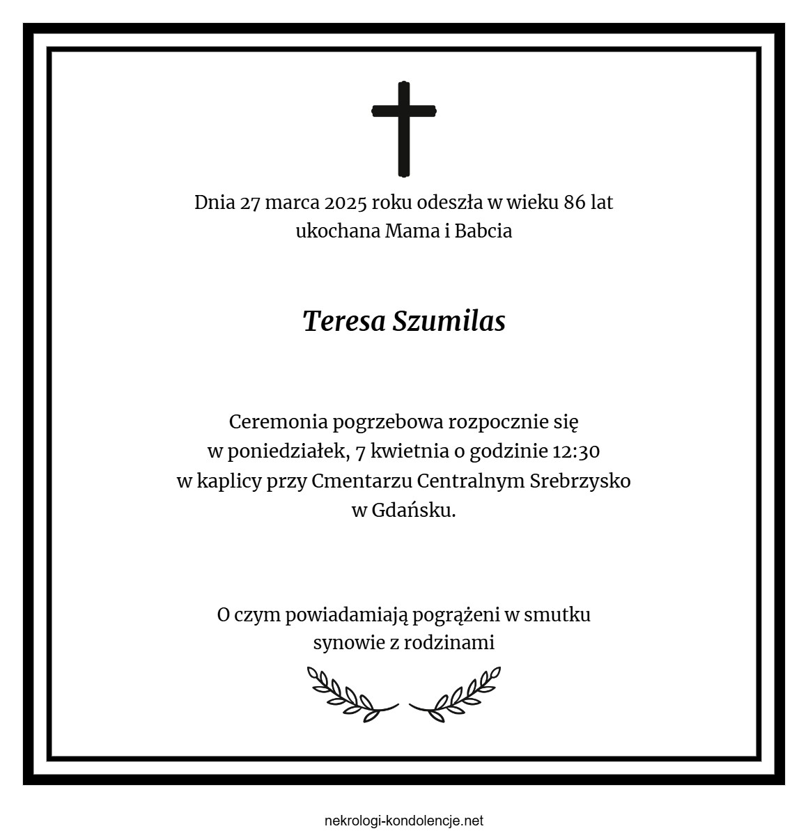 Nekrolog - Teresa Szumilas