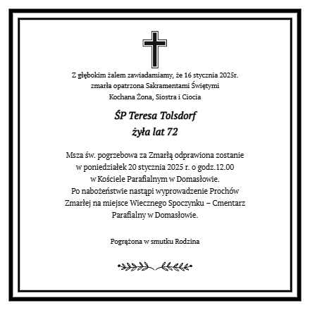 Nekrolog - Teresa Tolsdorf