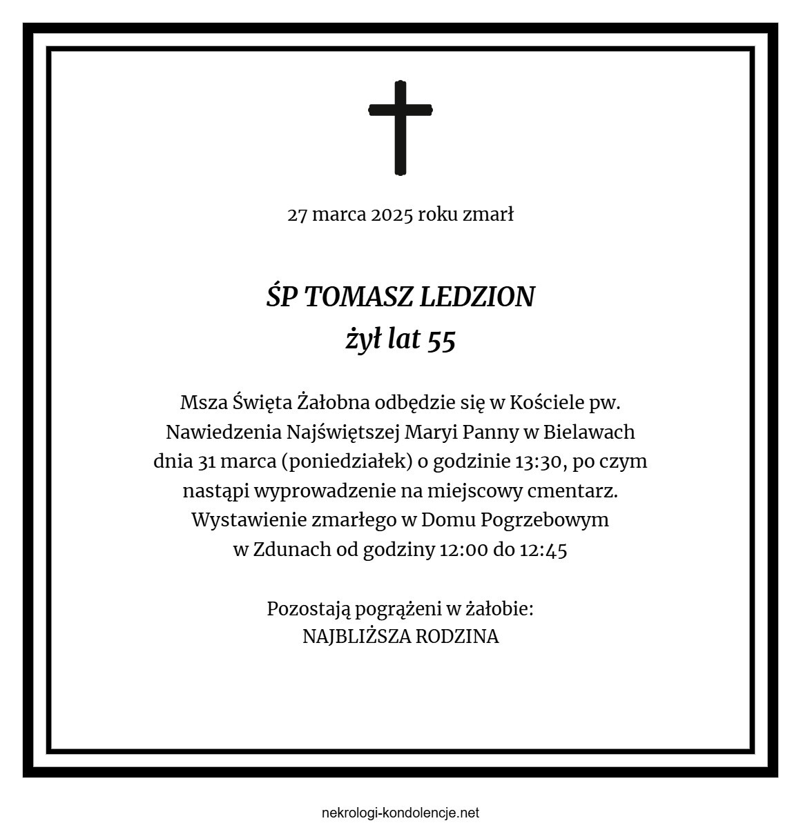 Nekrolog - Tomasz Ledzion Nekrolog - Tomasz Ledzion