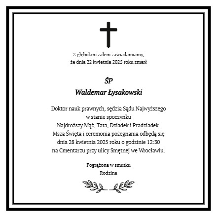 Nekrolog Waldemar Łysakowski