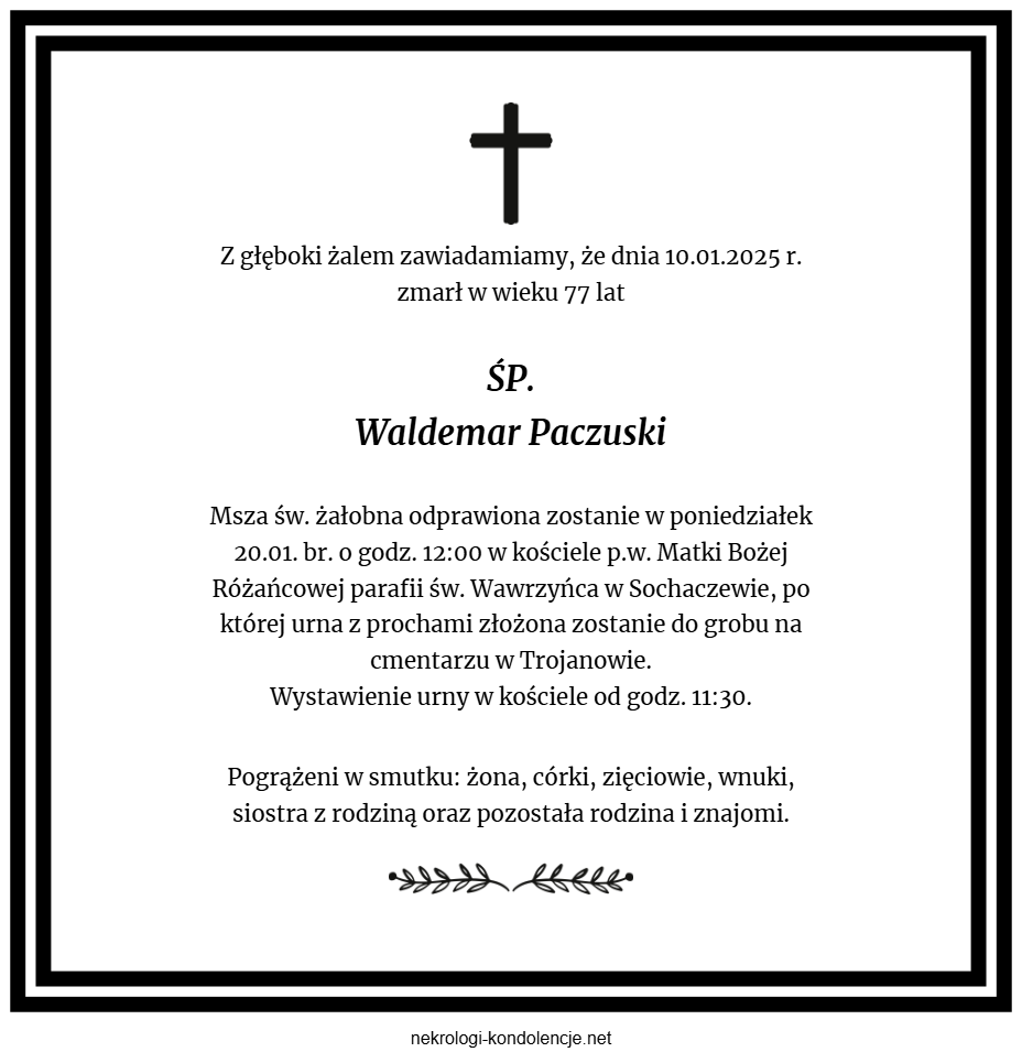 Nekrolog - Waldemar Paczuski Nekrolog - Waldemar Paczuski
