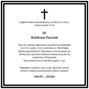 Nekrolog - Waldemar Paczuski