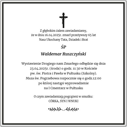 Nekrolog Waldemar Ruszczyński
