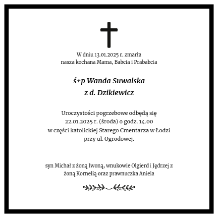 Nekrolog - Wanda Suwalska