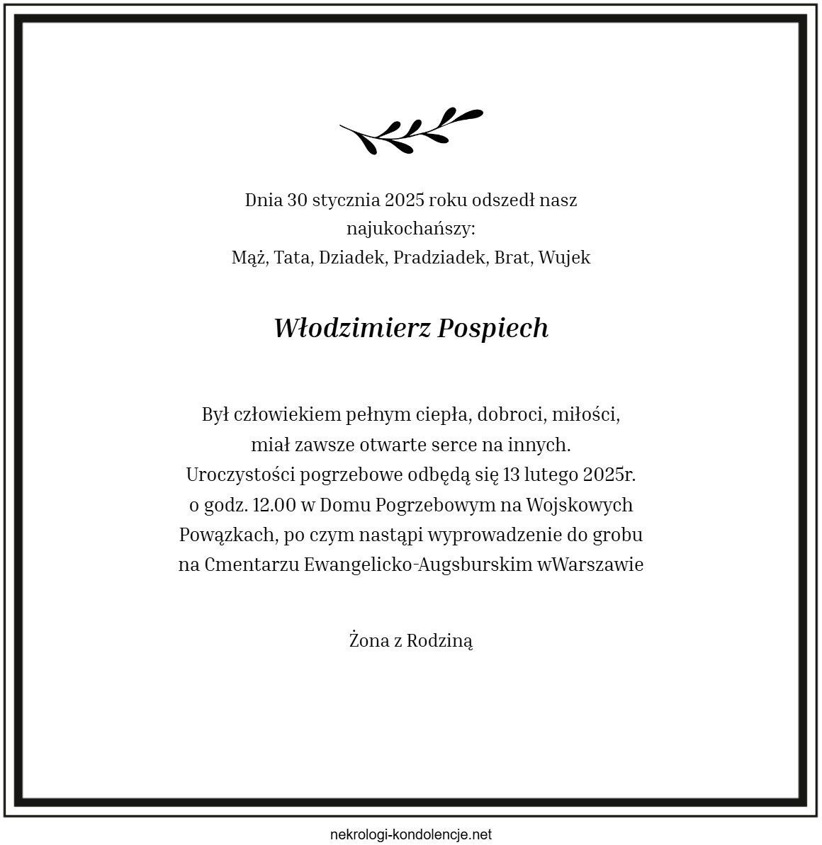 Nekrolog - Włodzimierz Pospiech Nekrolog - Włodzimierz Pospiech