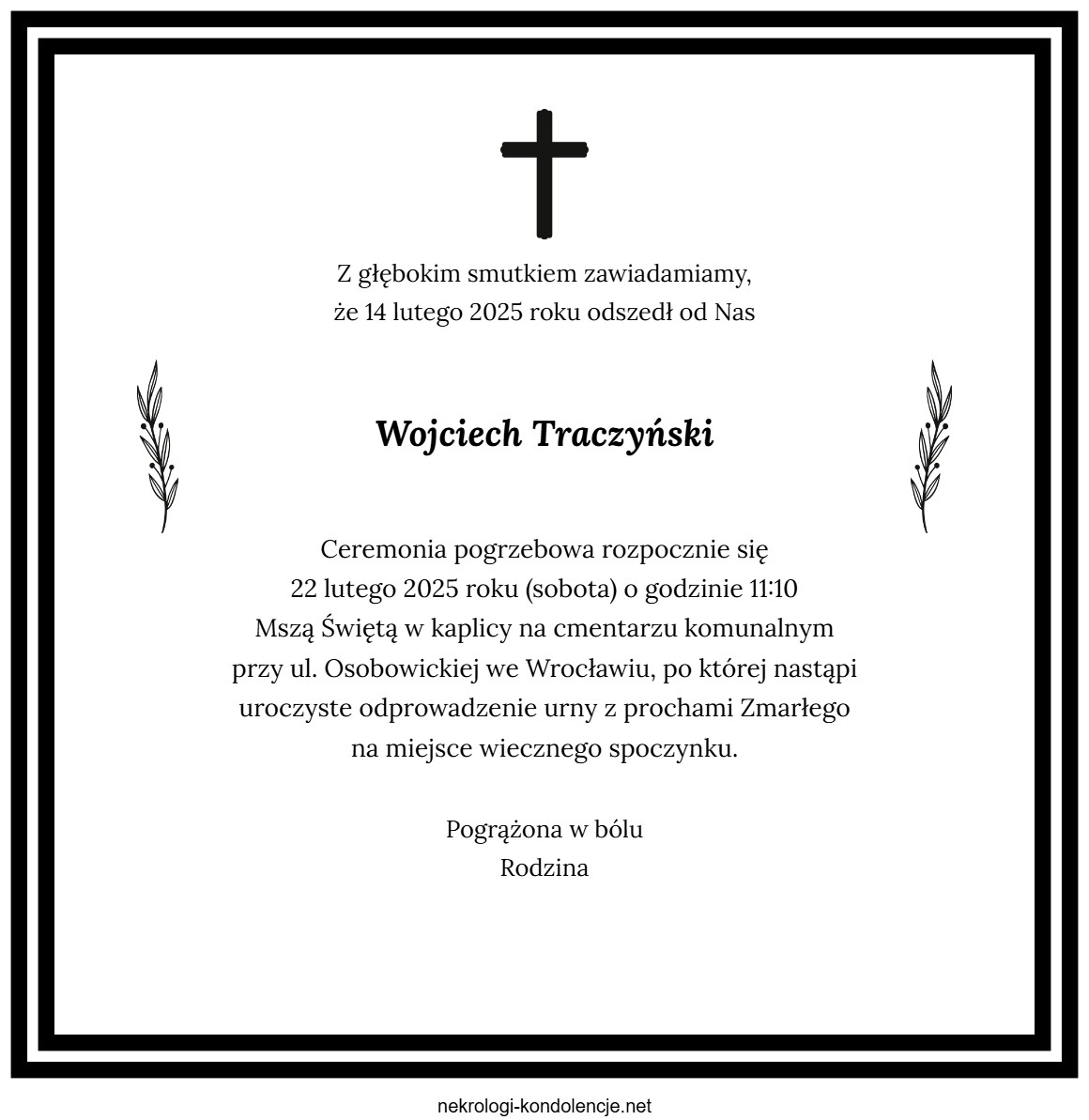 Nekrolog - Wojciech Traczyński Nekrolog - Wojciech Traczyński
