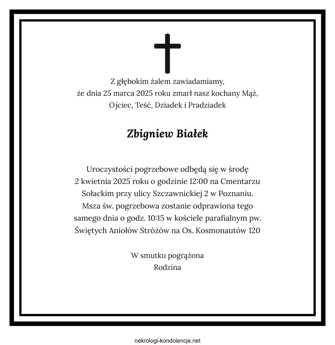 Nekrolog - Zbigniew Białek Nekrolog - Zbigniew Białek