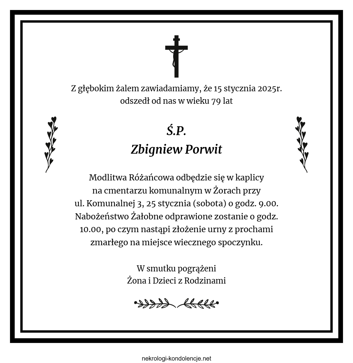 Nekrolog - Zbigniew Porwit Nekrolog - Zbigniew Porwit
