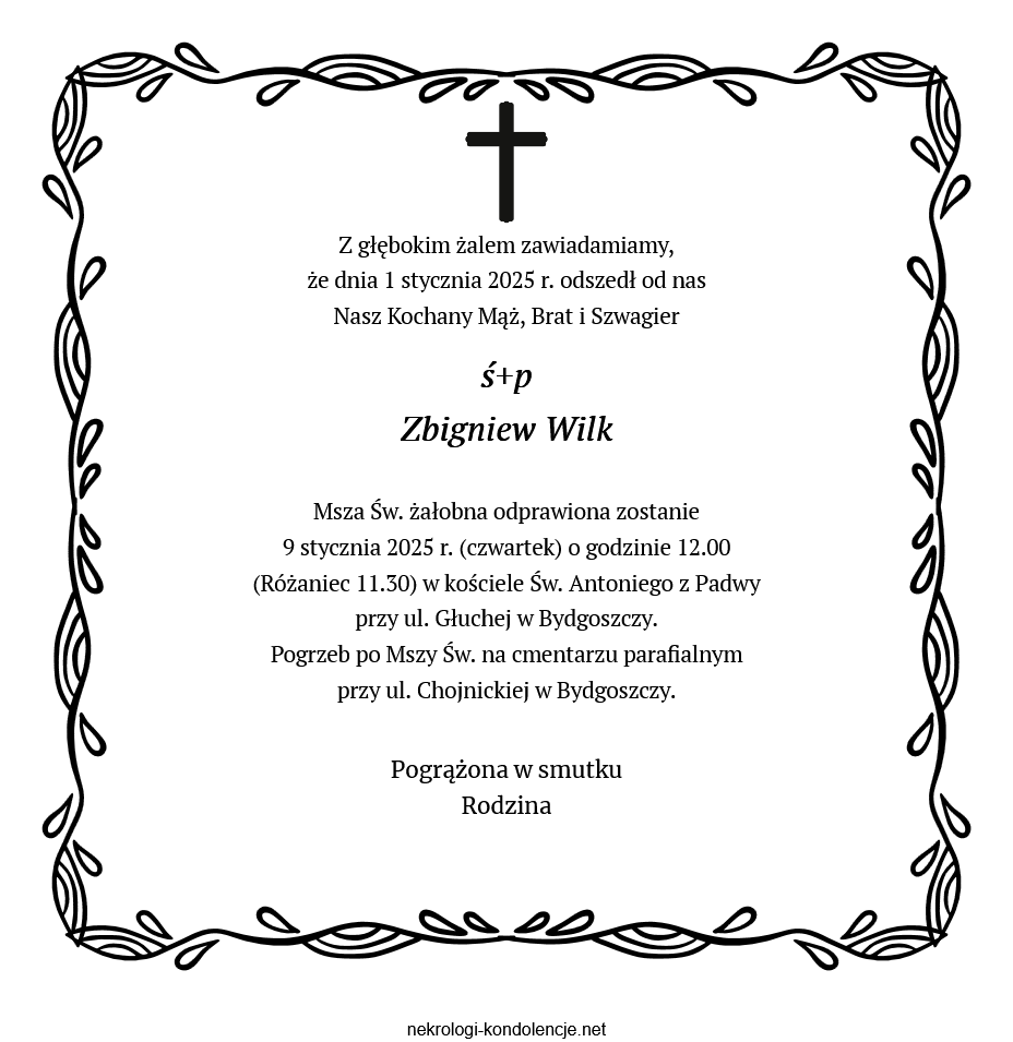Nekrolog - Zbigniew Wilk Nekrolog - Zbigniew Wilk