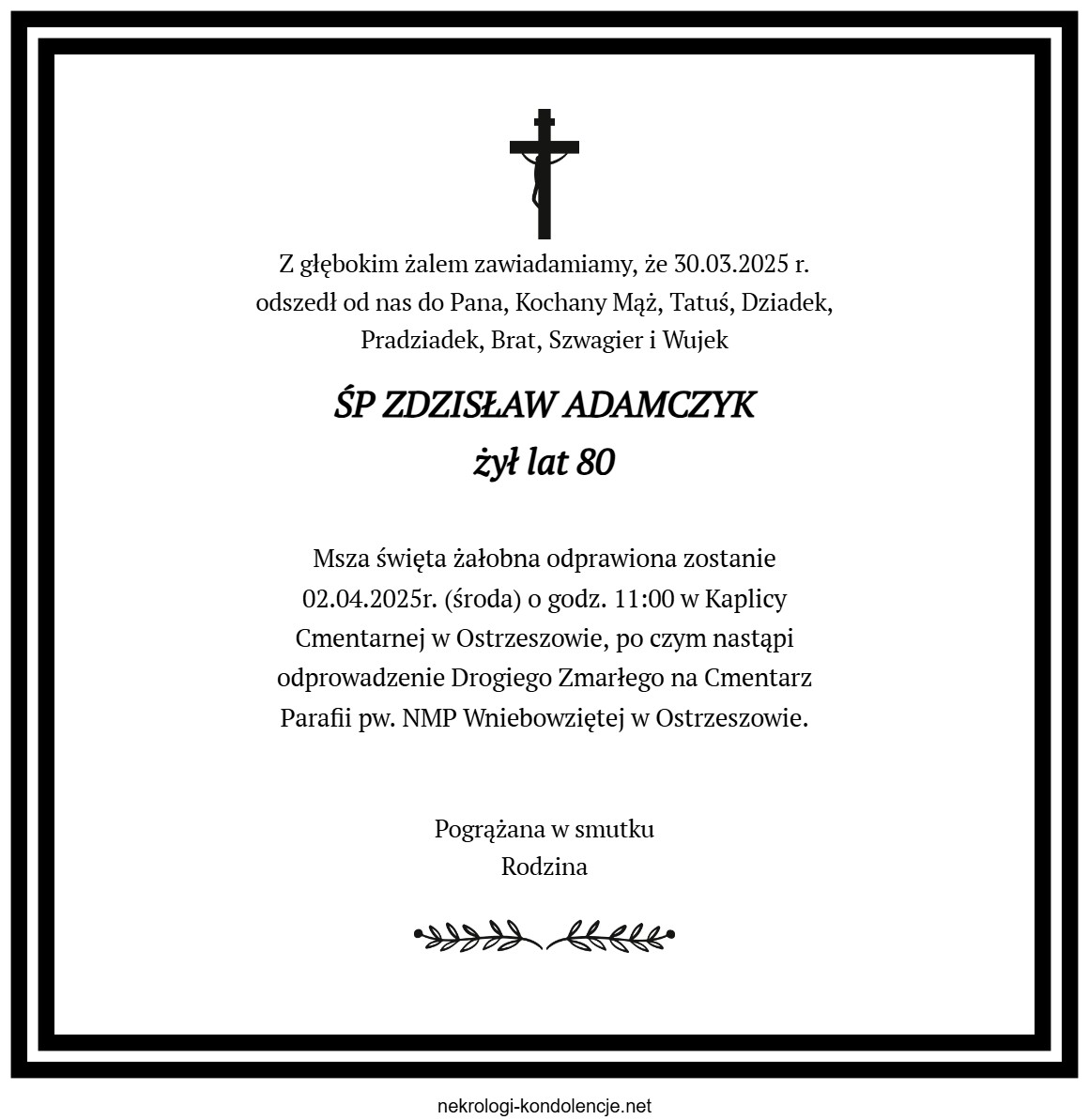 Nekrolog - Zdzisław Adamczyk Nekrolog - Zdzisław Adamczyk