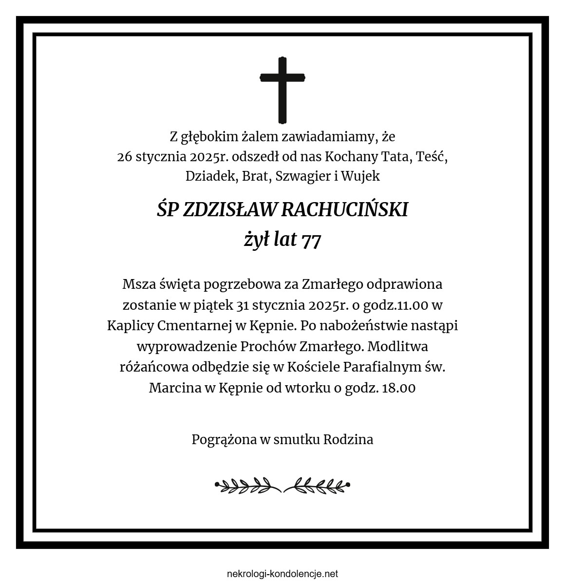 Nekrolog - Zdzisław Rachuciński Nekrolog - Zdzisław Rachuciński