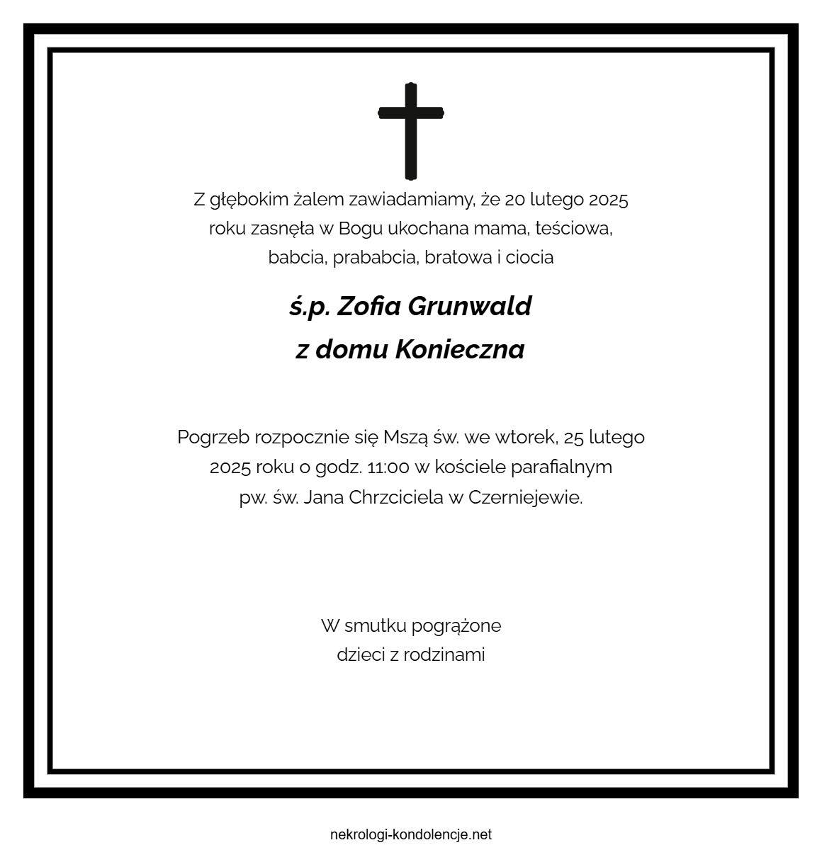 Nekrolog - Zofia Grunwald Nekrolog - Zofia Grunwald