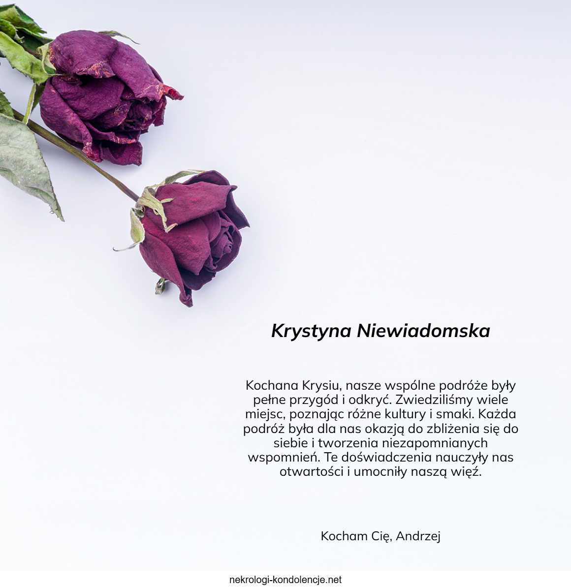 Wspomnienie - Krystyna Niewiadomska
